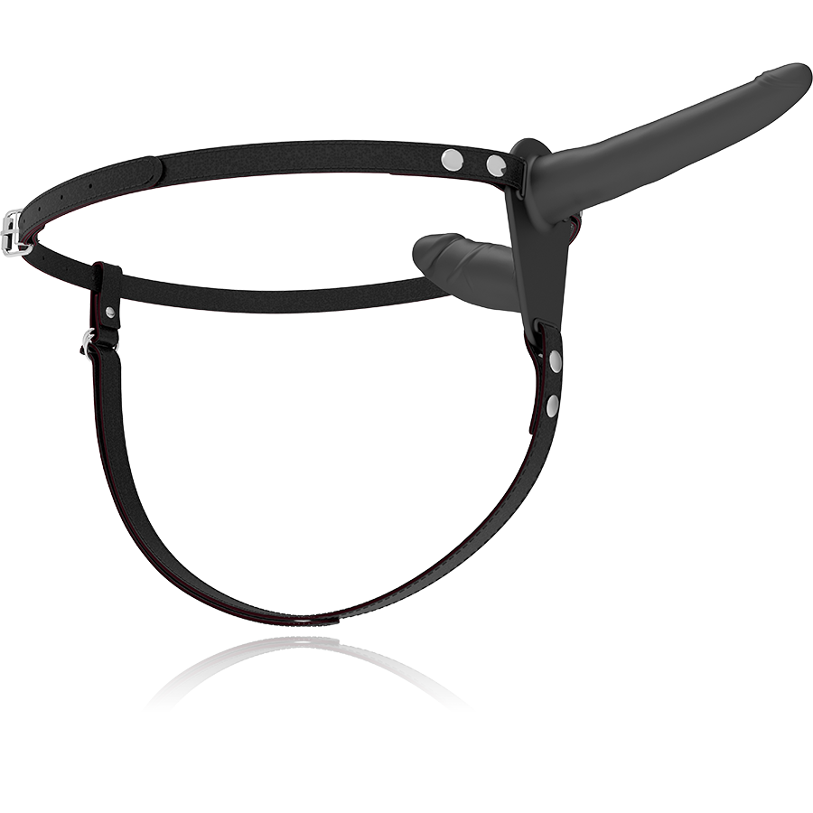 FETISH SUBMISSIVE HARNESS - VIBRATORE NERO A DOPPIA PENETRAZIONE - immagine 3