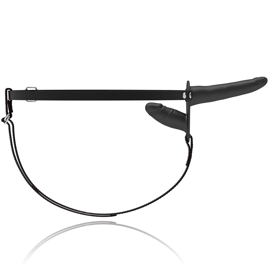 FETISH SUBMISSIVE HARNESS - VIBRATORE NERO A DOPPIA PENETRAZIONE - immagine 4