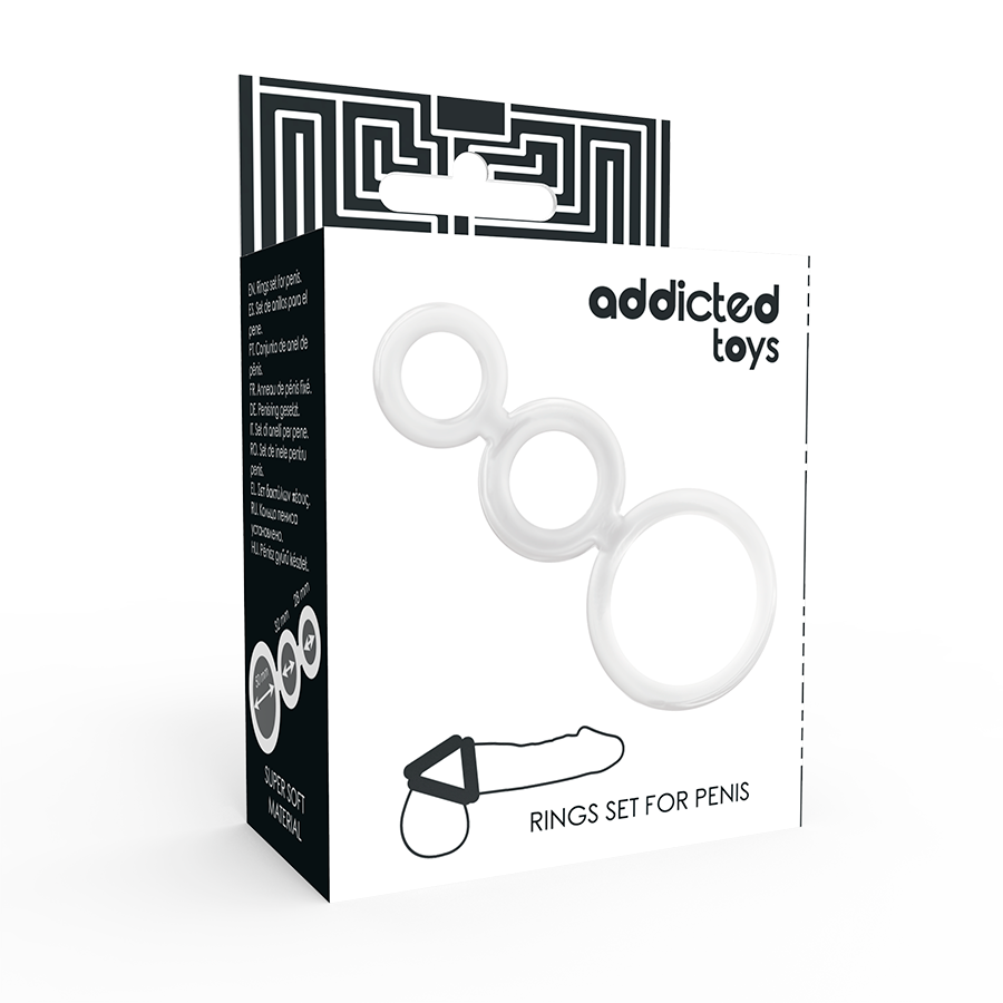 ADDICTED TOYS SET ANILLOS PENE Y TESTICULOS CLEAR - immagine 4